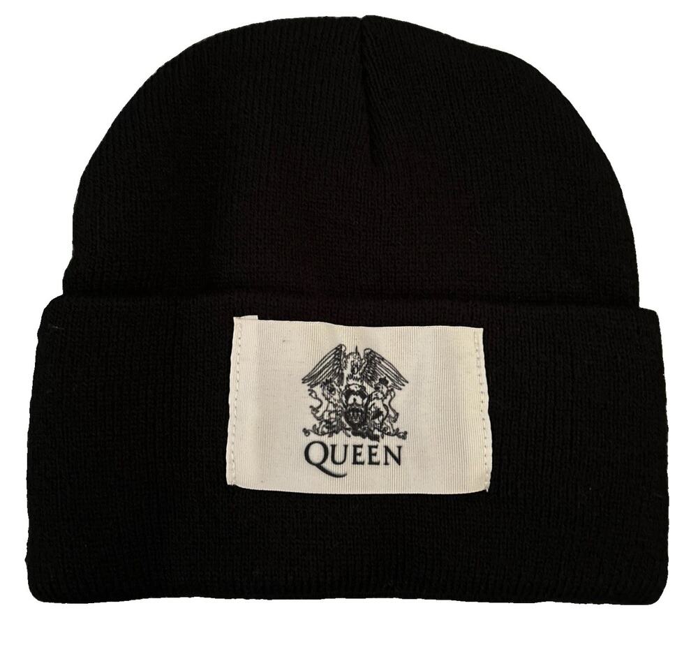 Official Queen Crest Logo Cuffed Beanie Black One Size New In Original Package!